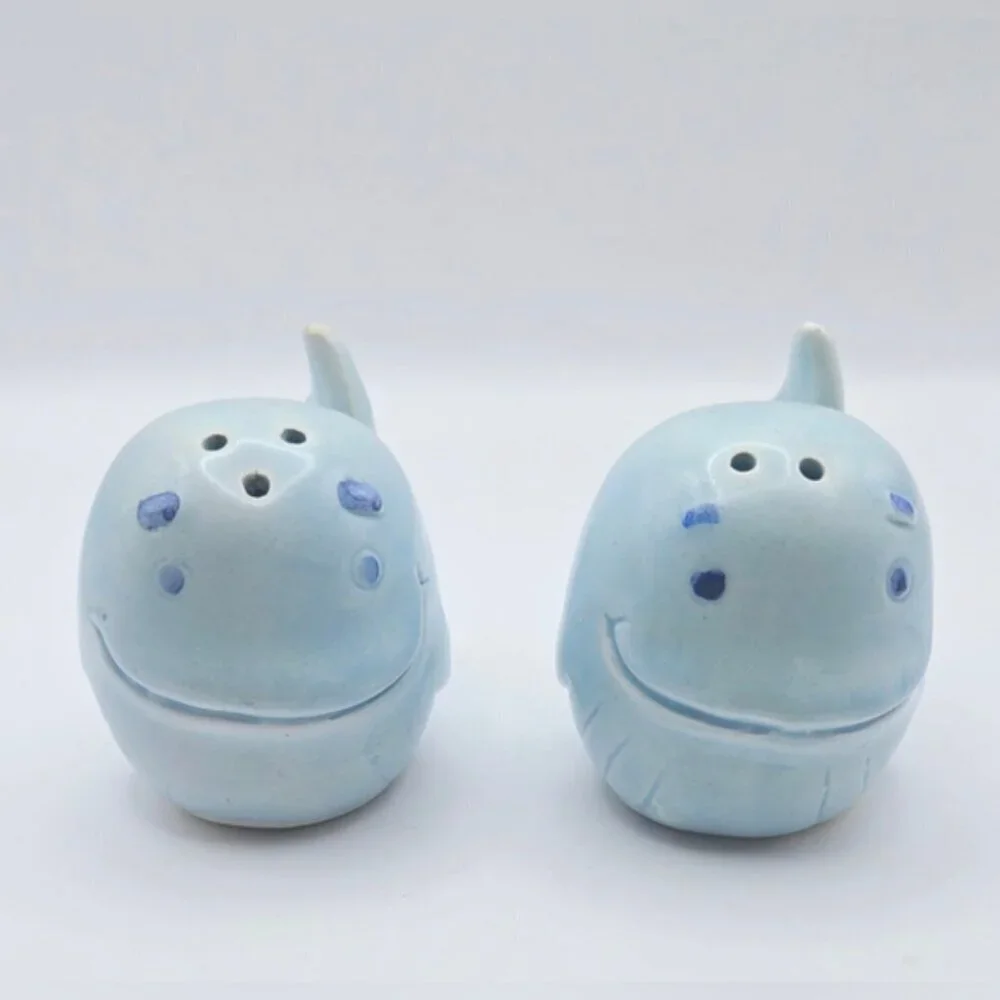 Blue Whale Salt Pepper Shakers Set Coastal Beach Kitchen Decor
